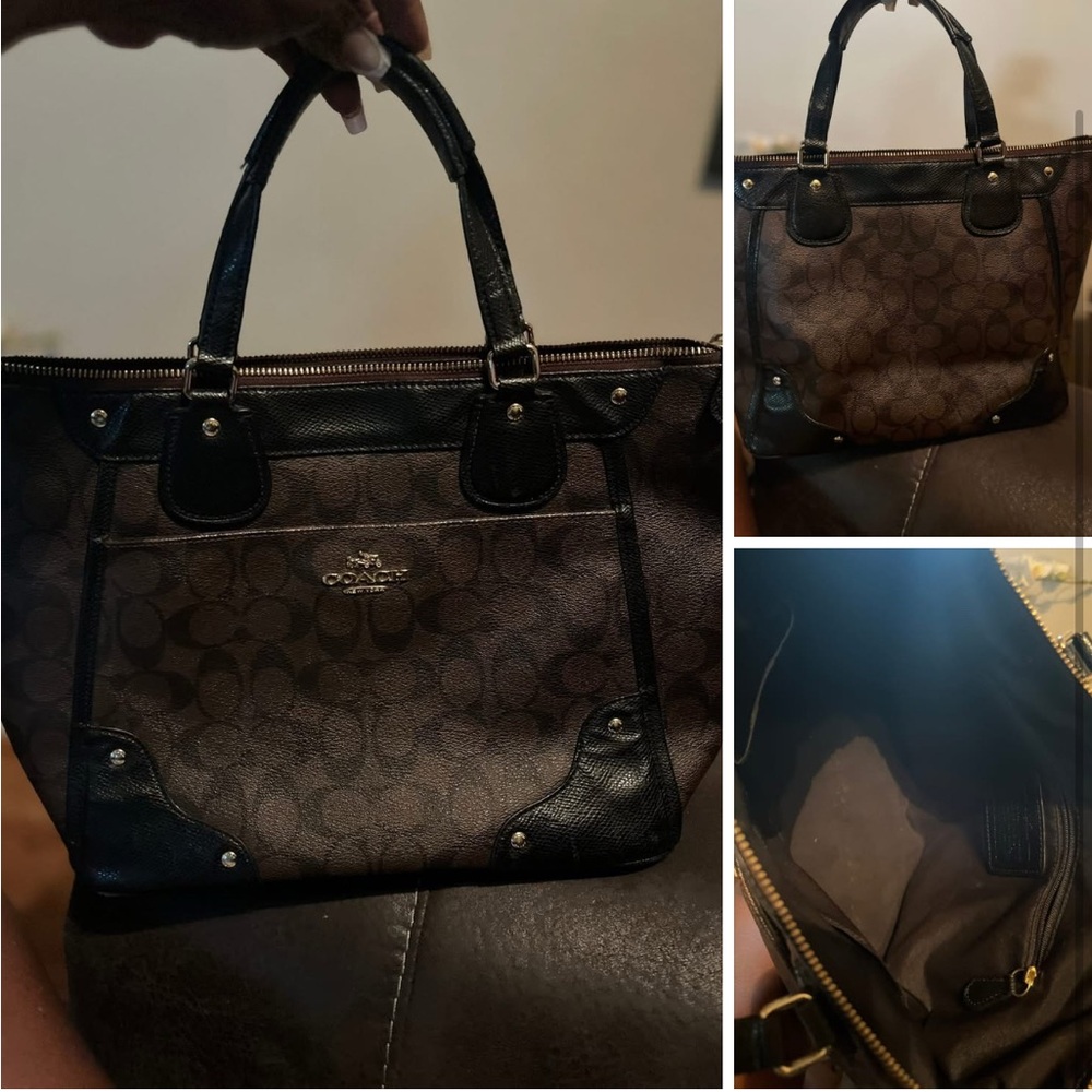 Coach Black and Brown Signature Tote Authentic 12x11”